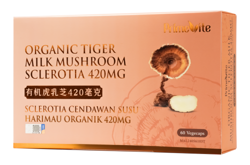 9555139204559 PrimeVite Organic Tiger Milk Mushroom Sclerotia 420mg 6 x 10s (2)