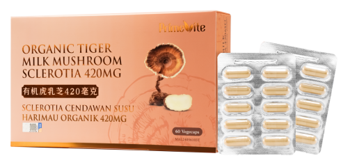 9555139204559 PrimeVite Organic Tiger Milk Mushroom Sclerotia 420mg 6 x 10s (3)